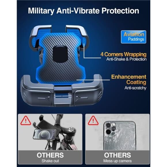 Motorcycle Phone Mount Holder 150mph Wind Anti-Shake,7.2inch Big Phone Friendly - Picture 4 of 7